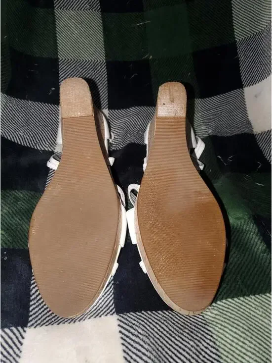 G by Guess White Strappy Cork Wedge Sandals - Picture 4 of 4